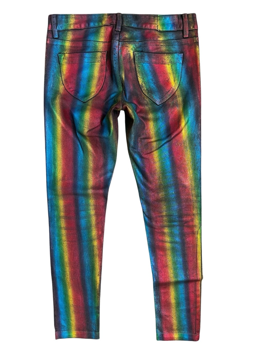 Vintage Lip Service Rainbow Pride Metallic Waxed Low Rise Skinny Jeans Size 30 - Picture 5 of 10